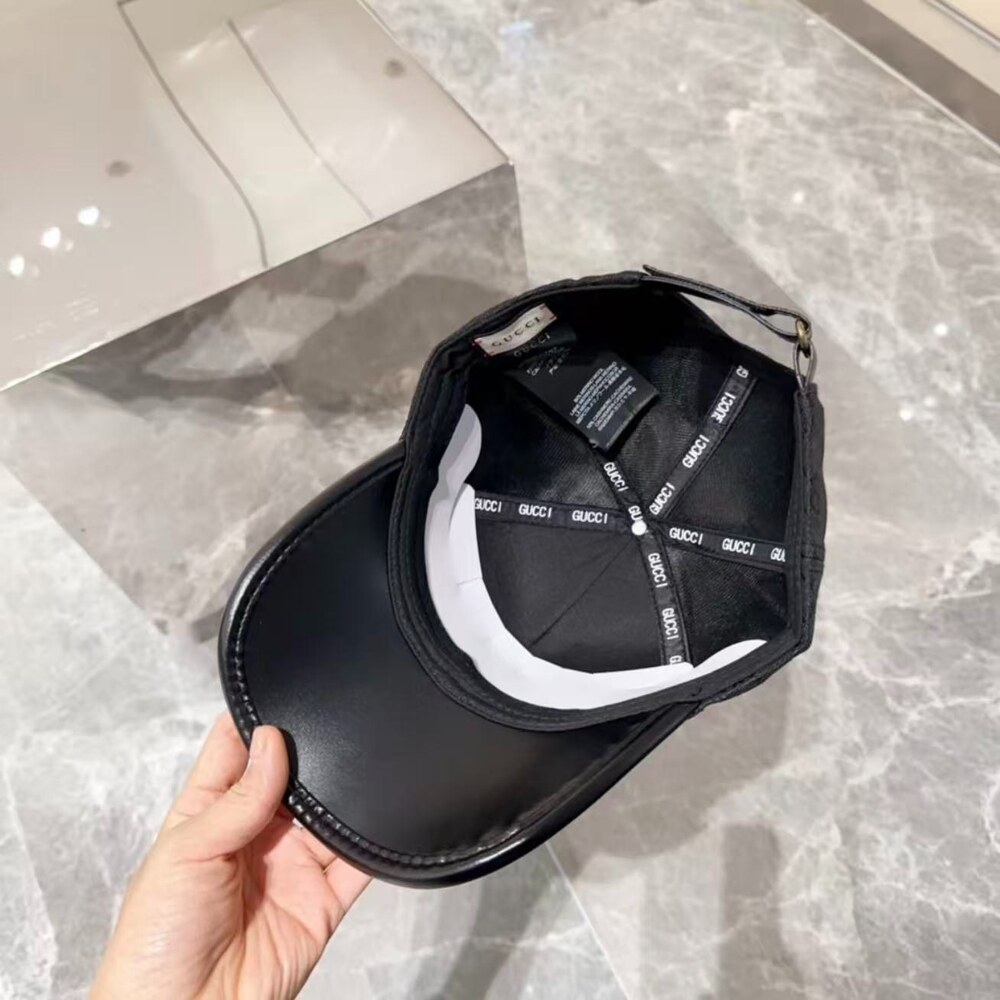 Gucci GG Canvas Leather Baseball Cap Black - Picture 4 of 5